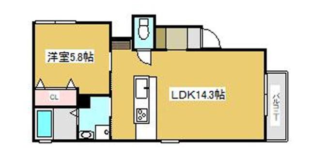ブロンテ東加古川II(1LDK/2階)の間取り写真