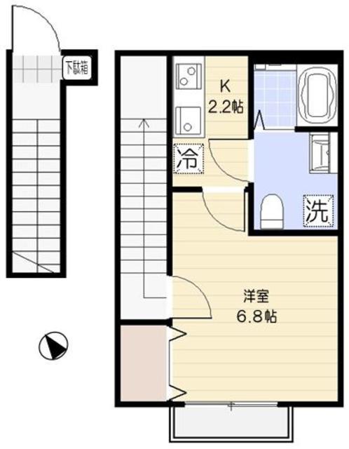 クラスティーネ稲城(1K/2階)の間取り写真