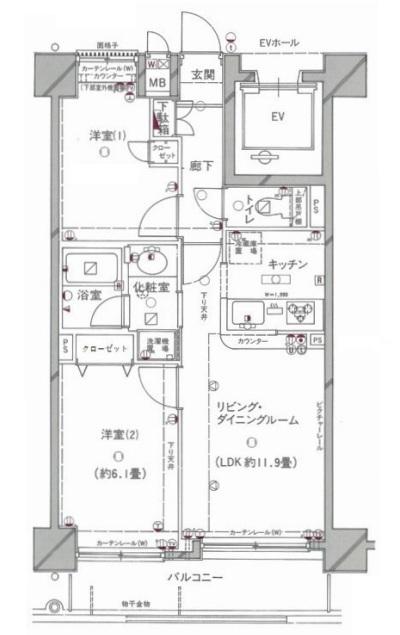 クレッセント高円寺(2LDK/2階)の間取り写真