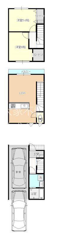 ライフタウン貝津C(2LDK/1階)の間取り写真