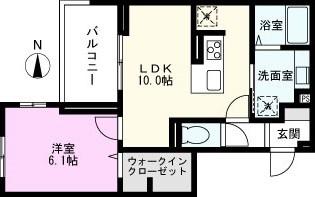 オルテンシア別所(1LDK/2階)の間取り写真