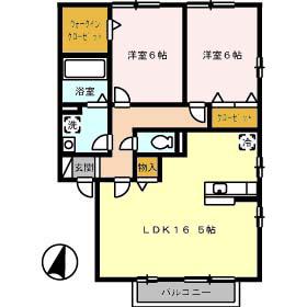 レジデンス・ルネ M棟(2LDK/2階)の間取り写真