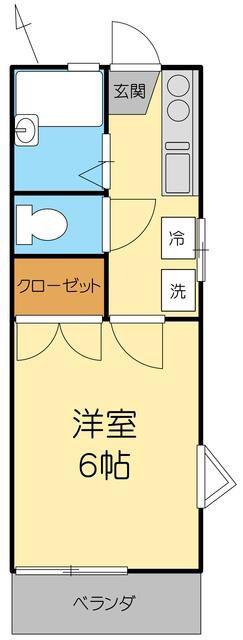エーデルⅡ(1K/2階)の間取り写真