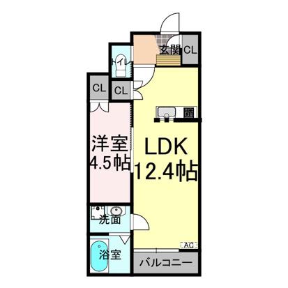 アメリア(1LDK/1階)の間取り写真