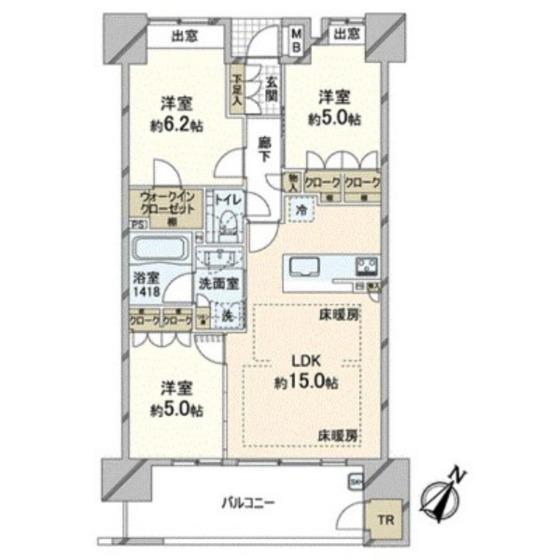 パークホームズ西新トラッドマークス(3LDK/8階)の間取り写真