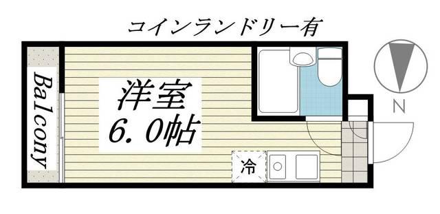 レジダンスイン目黒(ワンルーム/4階)の間取り写真