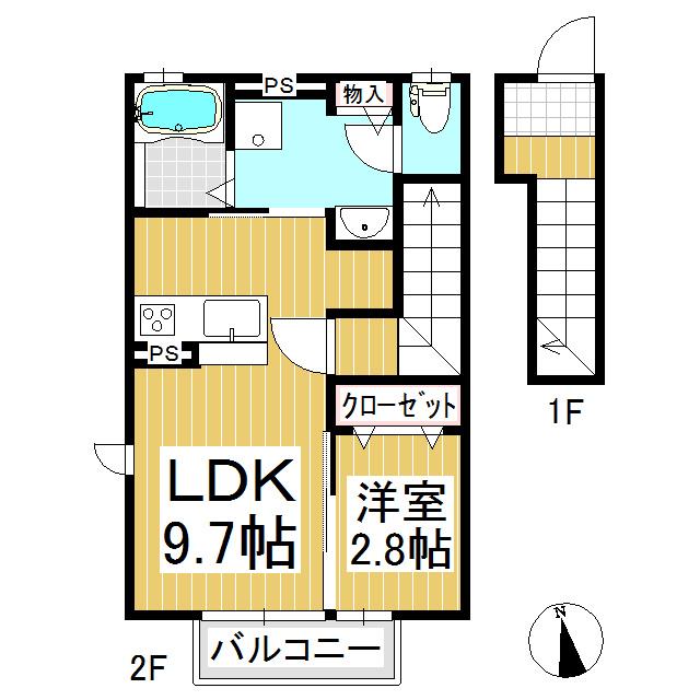 アヴァンセ御所(1LDK/2階)の間取り写真