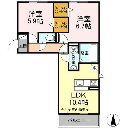 LE CIEL(2LDK/3階)の間取り写真