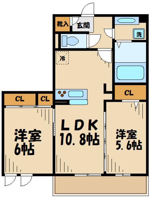 クローバー相生(2LDK/3階)の間取り写真