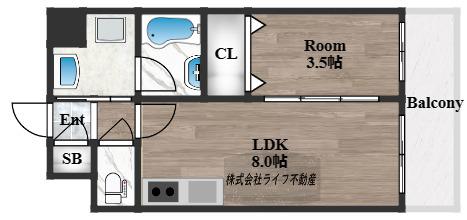 リアライズ布施駅前(1LDK/2階)の間取り写真