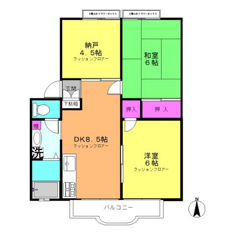 ウインディア桂台(3DK/2階)の間取り写真