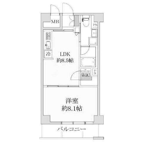ベルドゥムール扇大橋II(1LDK/2階)の間取り写真