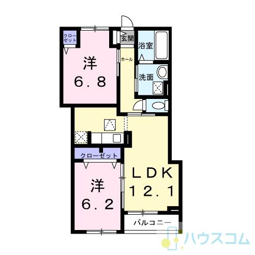 ツイテールII(2LDK/1階)の間取り写真