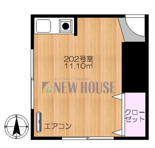 Y・D・Iハウス(ワンルーム/2階)の間取り写真