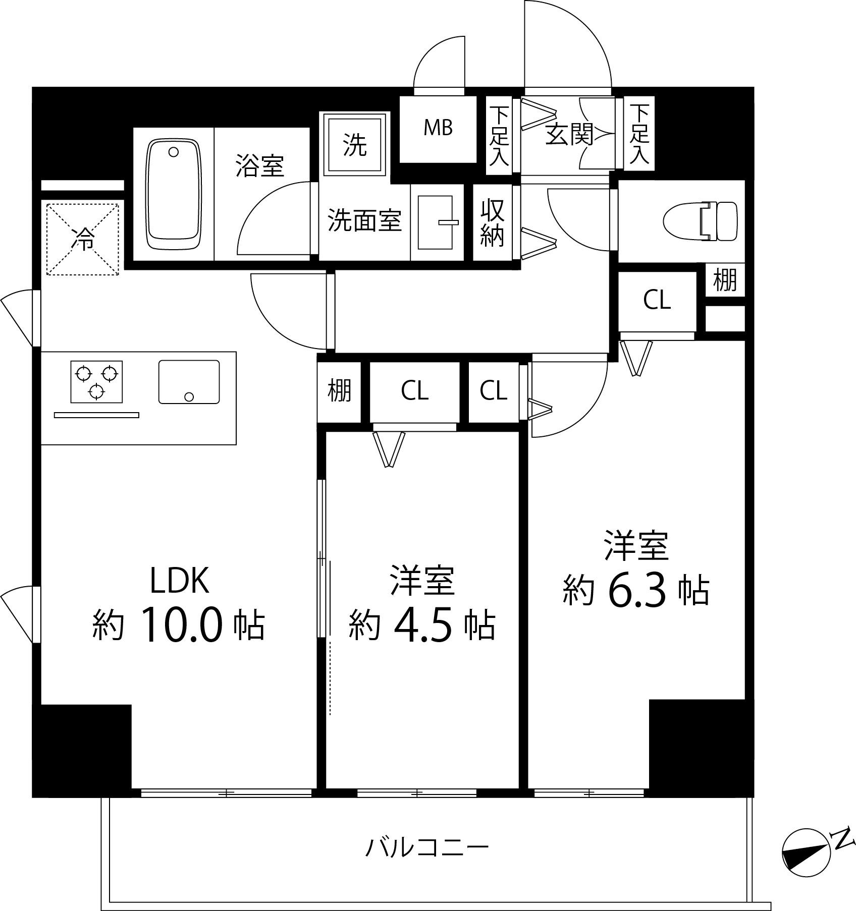 SAION町屋(2LDK/4階)の間取り写真