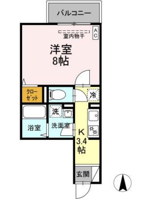 T&P TAKENOTSUKA(1K/2階)の間取り写真