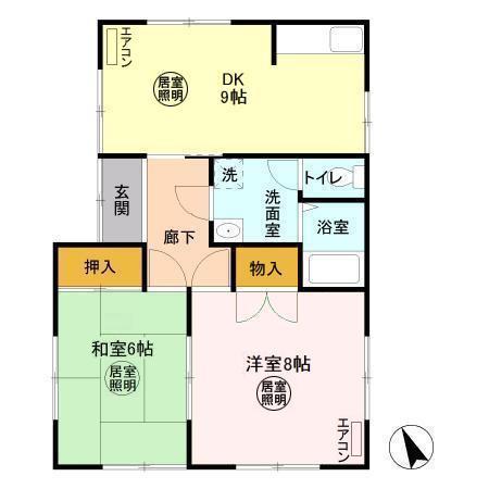 ＪＲ内房線 君津駅 バス乗車時間：8分 最寄りバス停で下車 徒歩8分 1階建 築35年(2DK/1階)の間取り写真