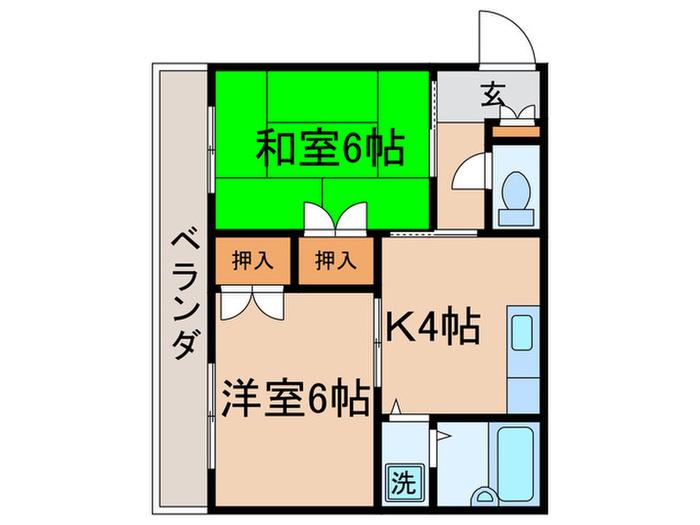 栗原グリーンマンションI(2K/1階)の間取り写真