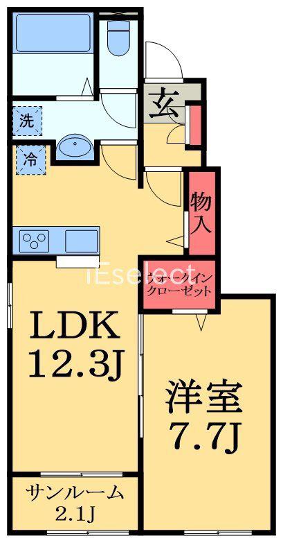 クレールA(1LDK/1階)の間取り写真