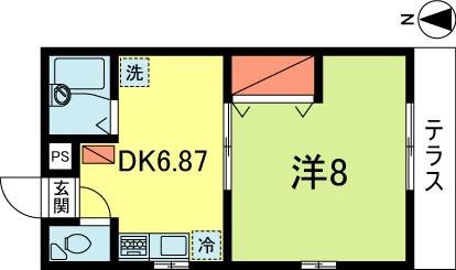 メゾン富士(1DK/1階)の間取り写真