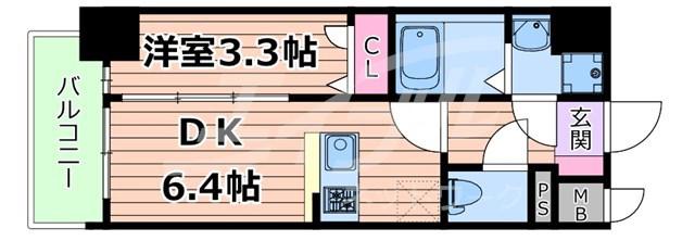 JMFレジデンス都島(1DK/6階)の間取り写真