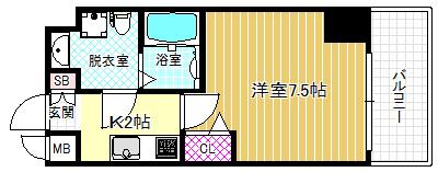 メインステージ西天満TS SQUARE(1K/3階)の間取り写真