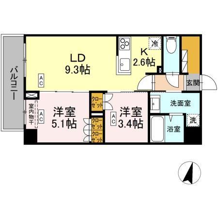 ロイジェント西新井(2LDK/4階)の間取り写真