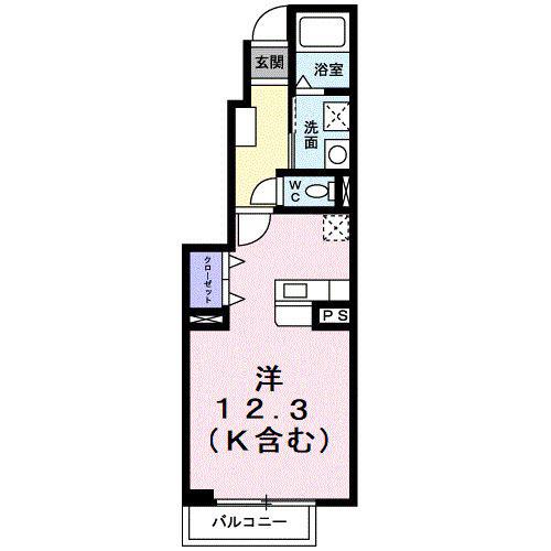 ベル・クールB(ワンルーム/1階)の間取り写真
