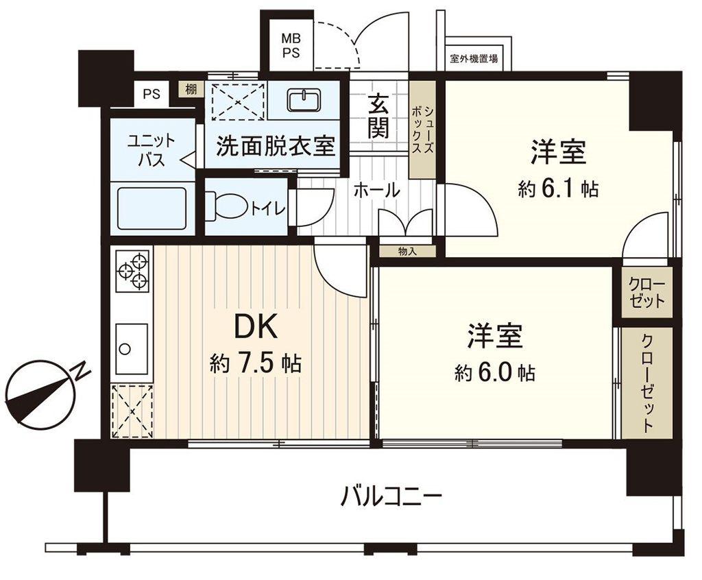ダイアパレス皆実町弐番館(2DK/2階)の間取り写真
