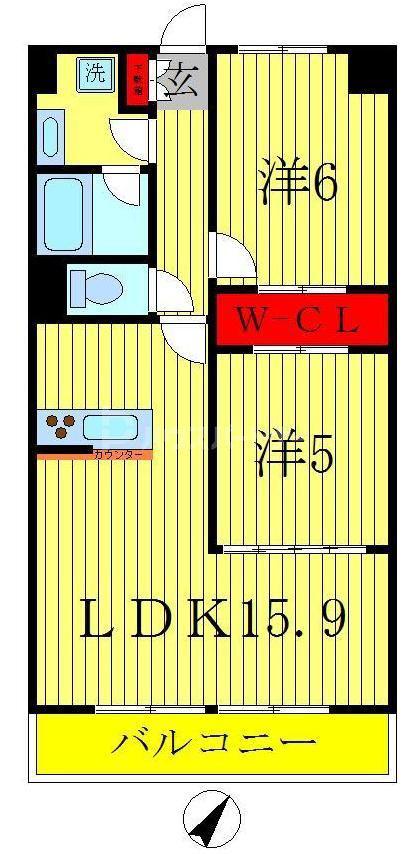 RESIDENCE RAFFINE(2LDK/2階)の間取り写真