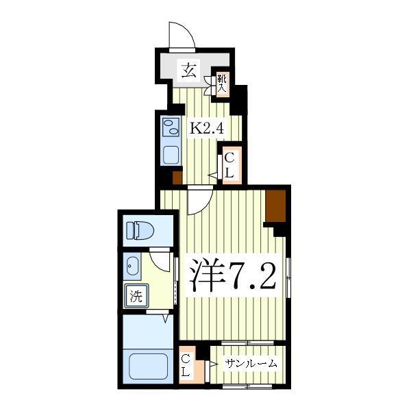 クライス(1K/1階)の間取り写真