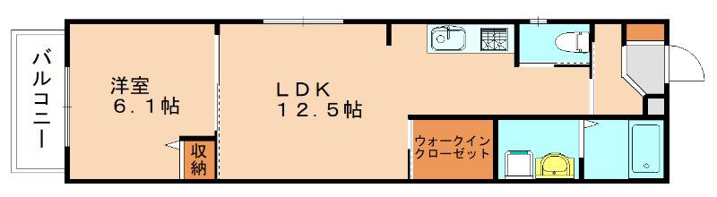 エルドラド福津中央(1LDK/2階)の間取り写真