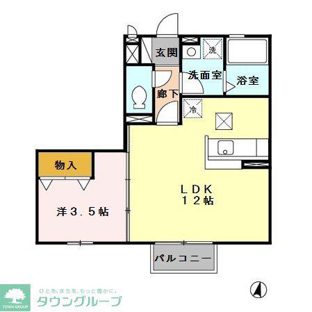 グラシアスナガヌマ II棟(1LDK/1階)の間取り写真