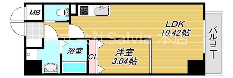リアライズ堺宿院(1LDK/2階)の間取り写真