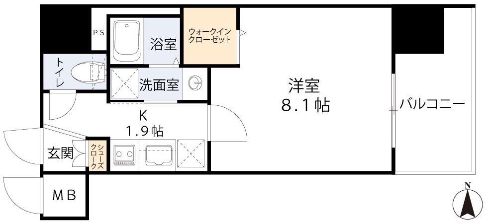 BPRレジデンス梅田西(1K/10階)の間取り写真