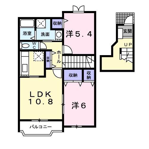 ベルフラワー(2LDK/2階)の間取り写真