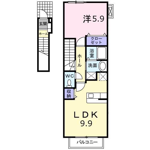 トゥインクルタウンM I(1LDK/2階)の間取り写真