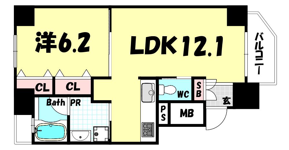 Y-HOUSE中道(1LDK/7階)の間取り写真
