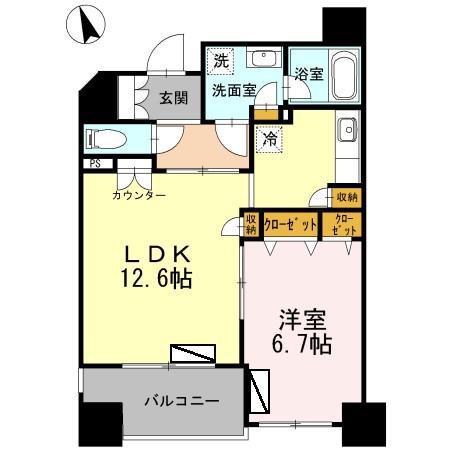 カスタリア荒川(1LDK/10階)の間取り写真
