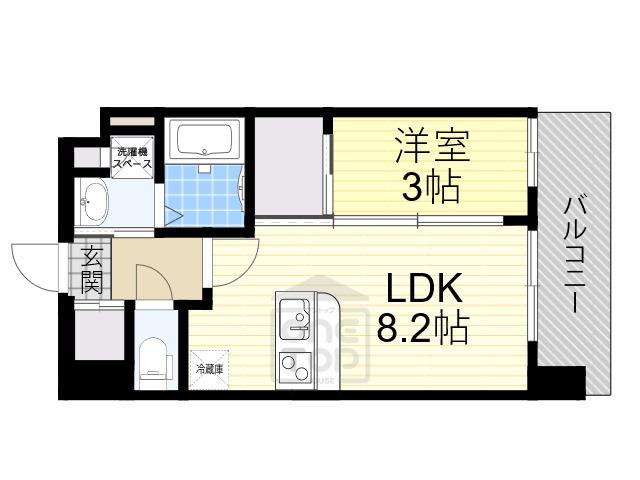 LUXE新大阪Ⅵ(1LDK/2階)の間取り写真