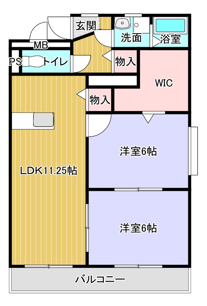 グランツ川辺(2LDK/3階)の間取り写真