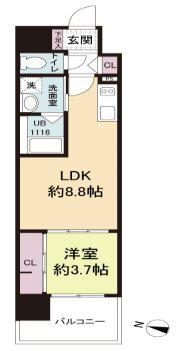 アーバイン比治山(1LDK/11階)の間取り写真