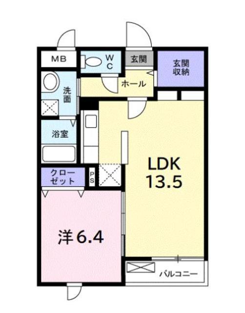 京王線 中河原駅 徒歩13分 4階建 築15年(1LDK/1階)の間取り写真