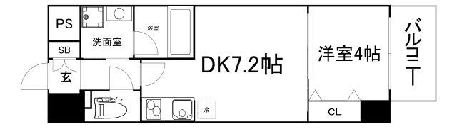 レオンコンフォート本町東LL(1DK/11階)の間取り写真