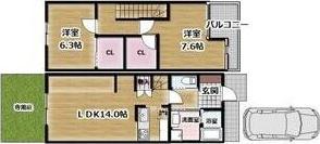 藤田町メゾネット(2LDK/1階)の間取り写真