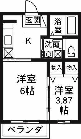 サンモールD(2K/2階)の間取り写真