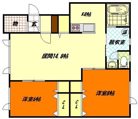 ハイツ 源(2LDK/1階)の間取り写真