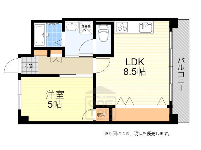 中桜塚グランドハイツ(1LDK/1階)の間取り写真