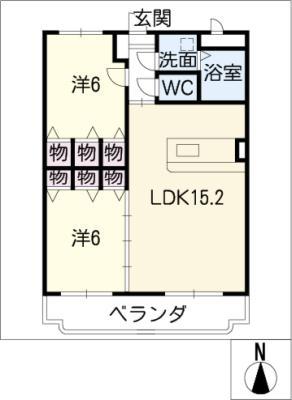 ジェントルブリーズII(2LDK/1階)の間取り写真