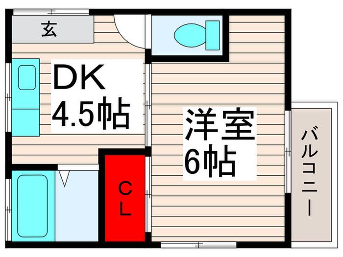 コーポアサカ(1DK/2階)の間取り写真